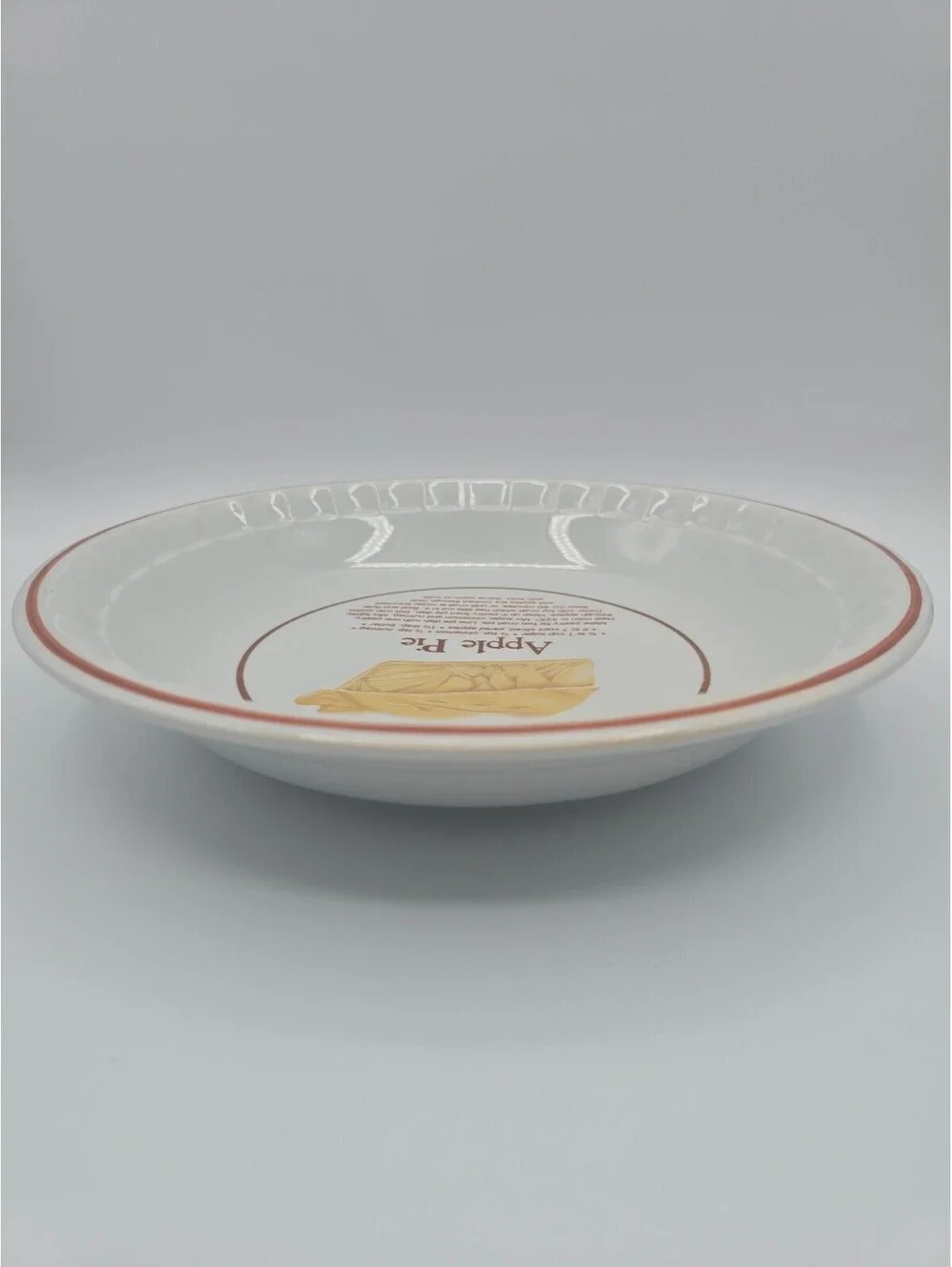 Vintage Winley Fine Porcelain China Apple Pie Recipe Pie Dish